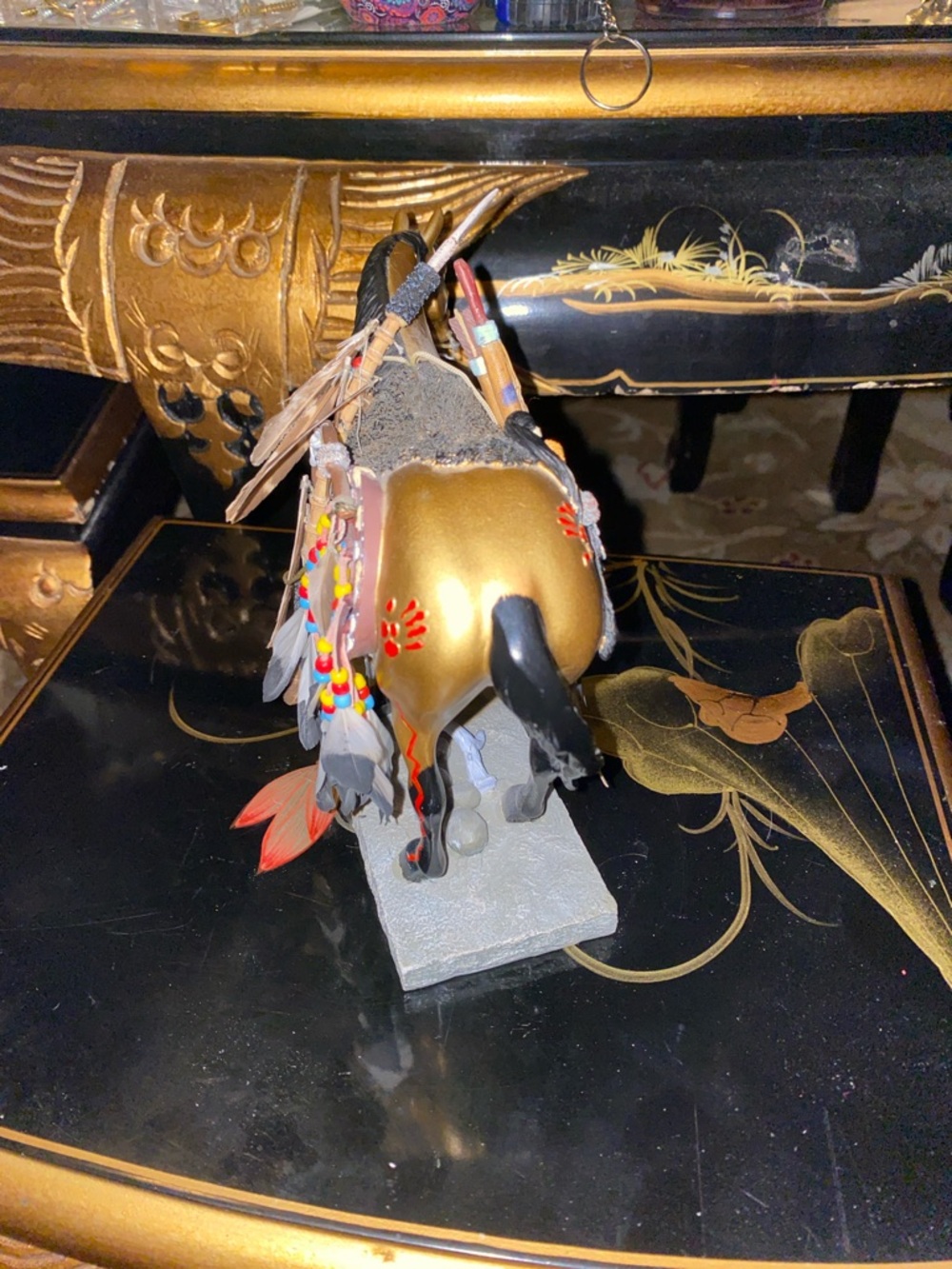 The Trail Of Painted Ponies Medicine Gold and Black Native Warrior Horse Figuri - Picture 6 of 7